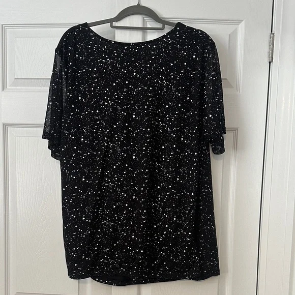 BloomChic Black and Silver Sparkle Blouse - Picture 5 of 7